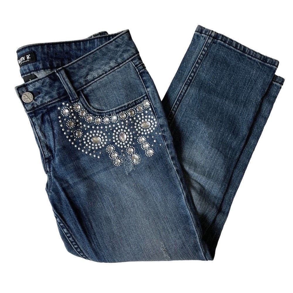 Allen B. Cropped‎ Bedazzled Embellished Denim Jeans - Women’s 6